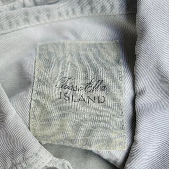 Tasso Elba Mens Grey Green Button Down Long Sleeve Shirt Cotton Tencel Twill M - Picture 6 of 9